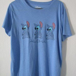 Disney Stitch Aloha Tshirt Size XL 15-17 Light Blue